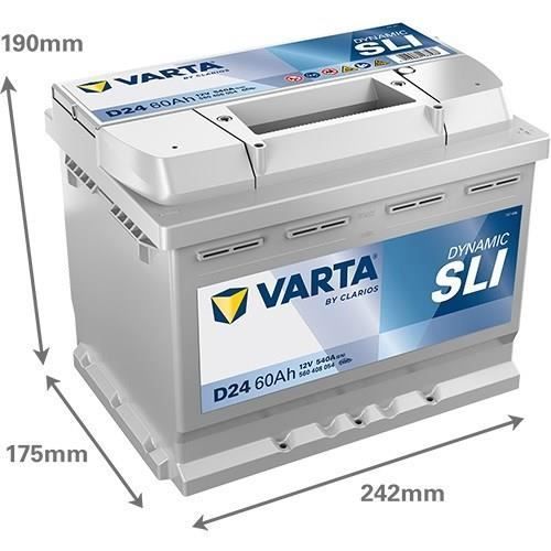Batería para coche VARTA D24 (+ derecha) 12V 60AH 540A