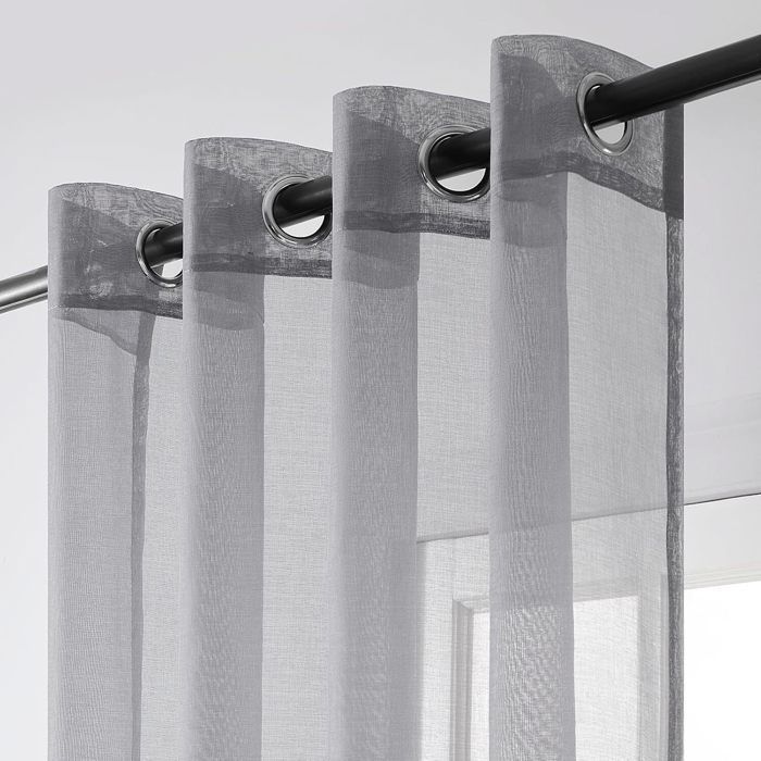 Topfinel Rideau Voilage Gris 140x160cm de Fenetre Chambre,2 Panneaux Rideaux Voilages Intérieurs Transparent à Oeillets pour Salon