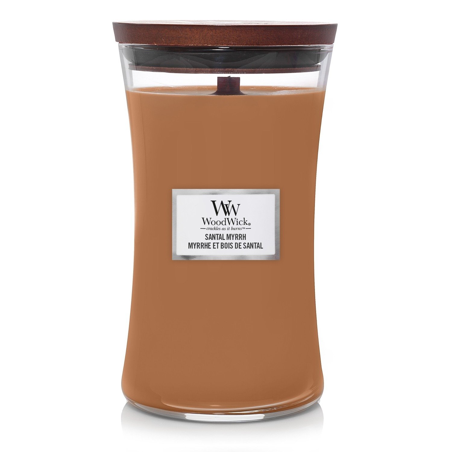 „WoodWick“ stiklinė žvakė su Santal mira, didelė - 609 g