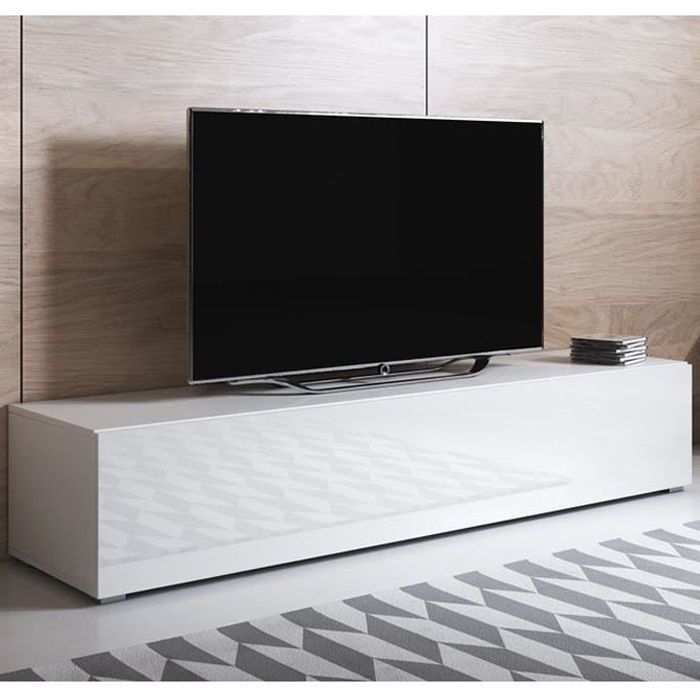TV-meubel - LUKE H2 - 160 x 32 x 40 cm - Wit hoogglans afwerking - 3 vakken