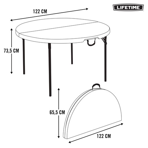 Lifetime Foldbart Rundt Bord Ø122 X 74 Cm