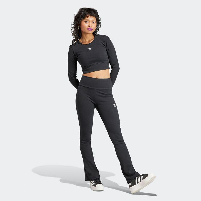 Leggings met ribbels en uitlopende pijpen