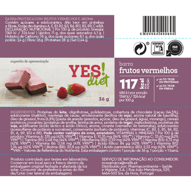 ¡SÍ! Barra de frutos rojos dietética 36 g 36 g