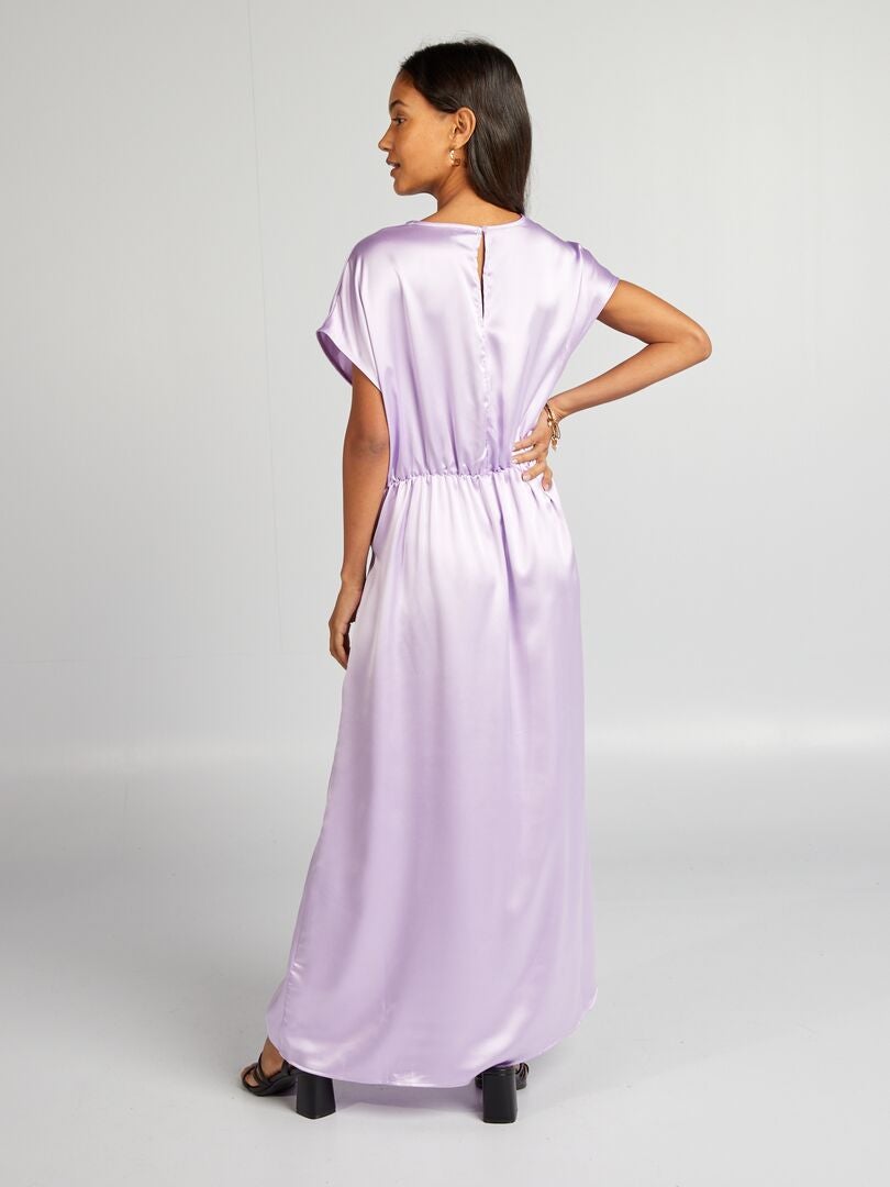 Vestido longo de cetim - ROXO