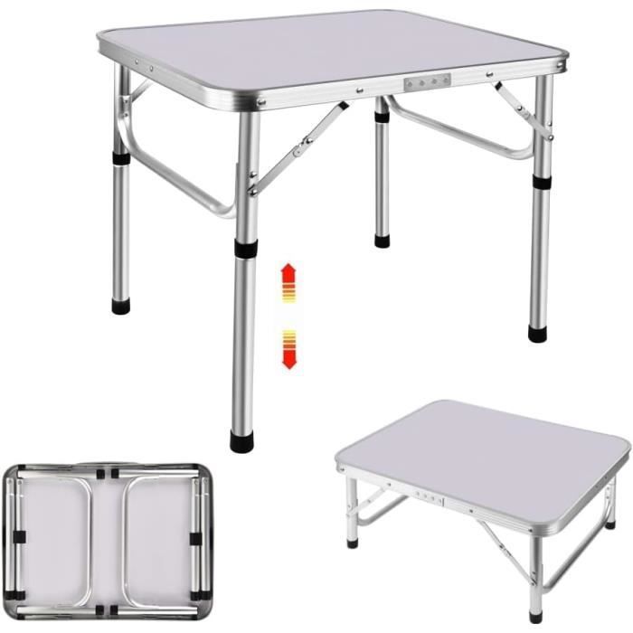 Tavolo da campeggio pieghevole in alluminio, leggero e regolabile, da 60 cm. Piccolo tavolo pieghevole per uso interno ed esterno.
