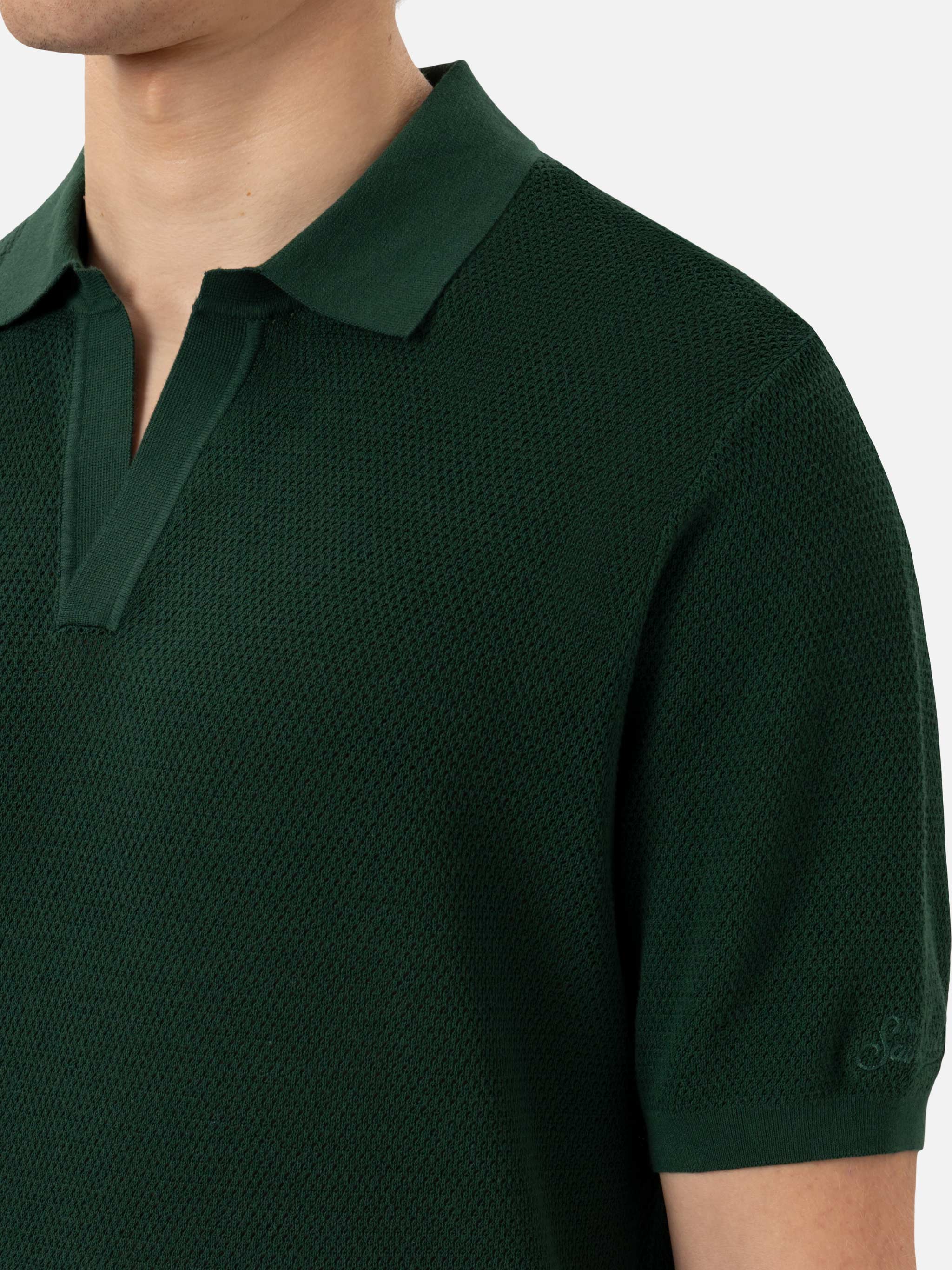 Sloan poloshirt zonder knoopjes in groen mesh