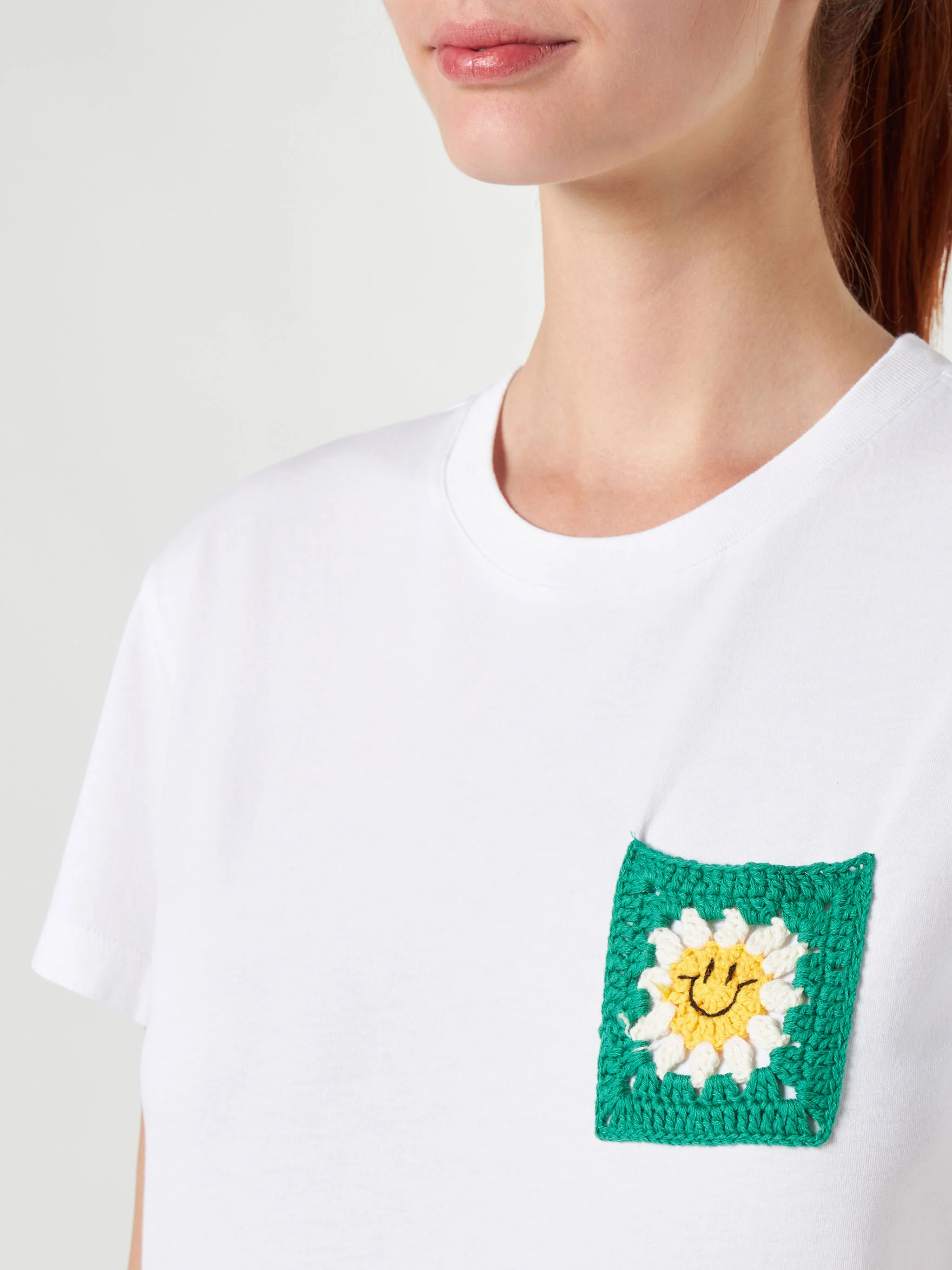Dames katoenen T-shirt met zakje