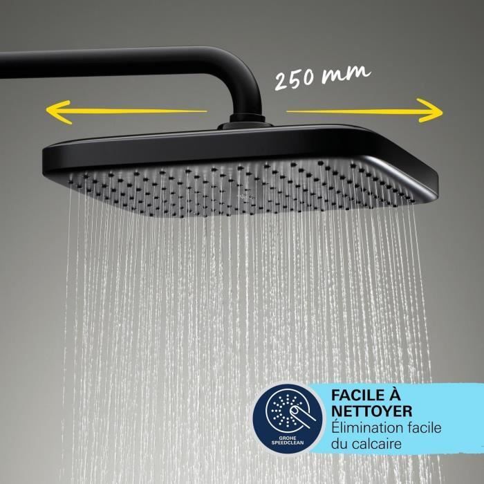 Colonna doccia con deviatore manuale - Risparmio idrico - GROHE Vitalio Comfort 250 - Nero opaco - 266982431