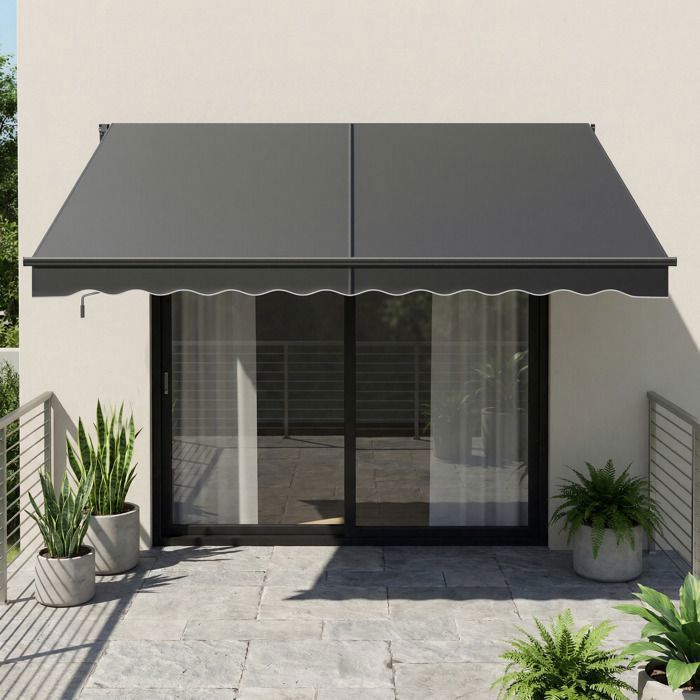 Toldo regulable con manivela, protección UPF 50+, aleación de aluminio, 300 x 250 cm, gris.