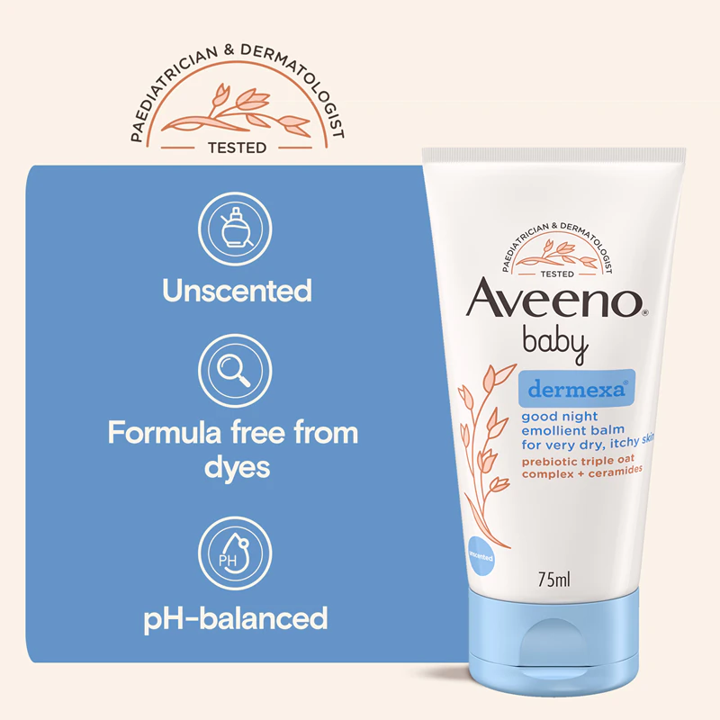 Změkčující balzám Aveeno Baby Dermexa pro klidný spánek