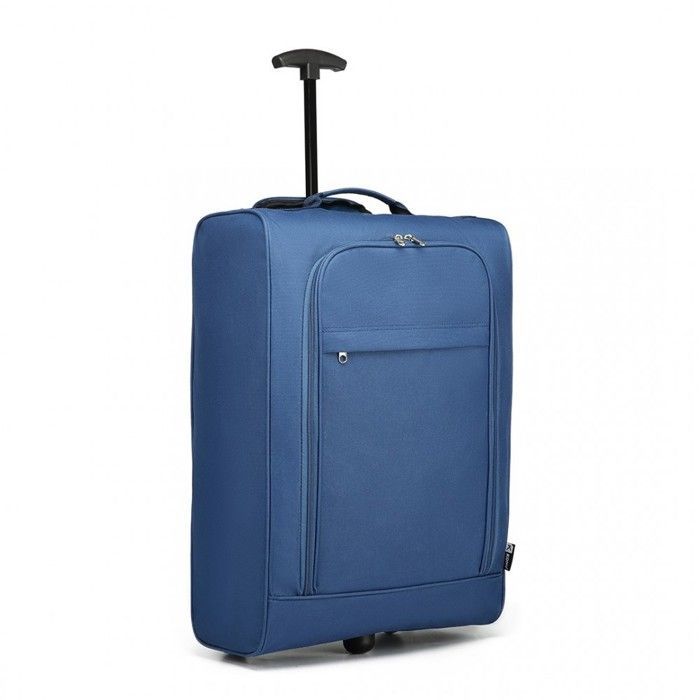 Mala de cabine Kono 53x36x18cm, macia e leve, com 2 rodas, para viagens de avião, em poliéster 600D (azul-marinho).
