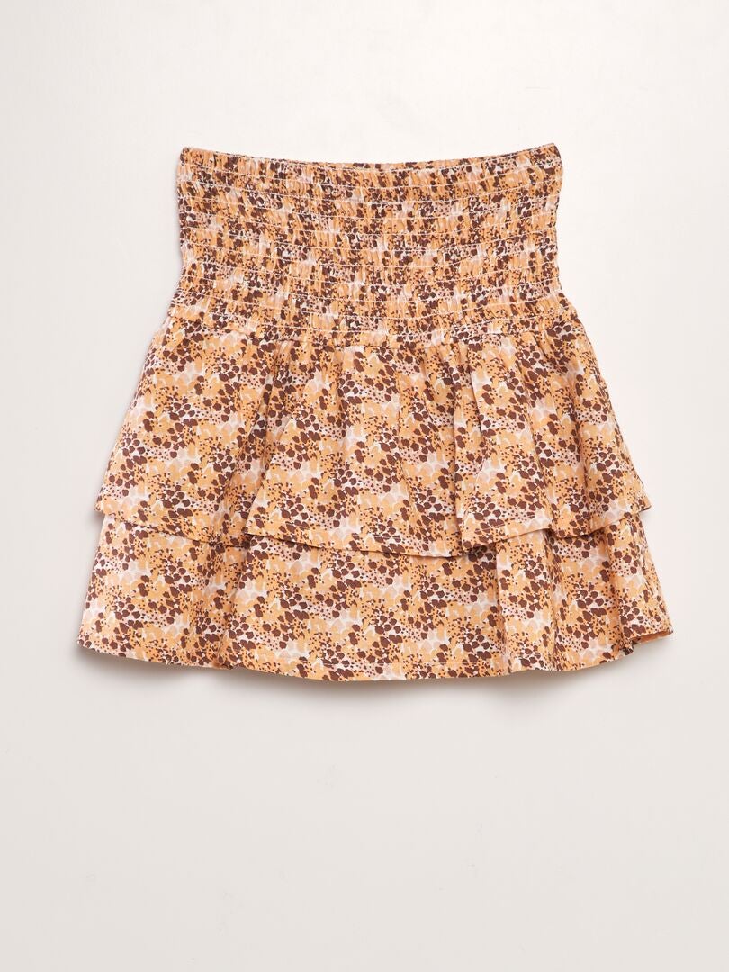 Rok met ruches en print - ROZE