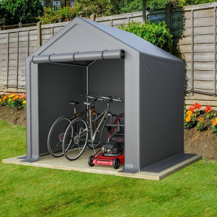 Abri de jardin 190 x 170 x 200 cm, garage à vélos, abri à outils, tente de garage, cabane de jardin, tente de rangement, gris fonc