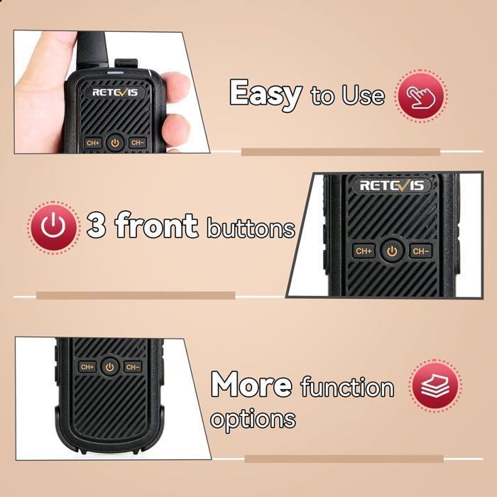 Walkie-talkie portátil profesional Retevis RT15, sonido nítido, VOX, mini radio bidireccional de largo alcance, regalo ideal para la familia.