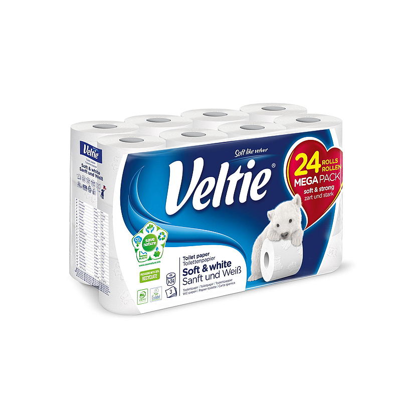 Veltie Papel higiénico paquete de 24 Veltie