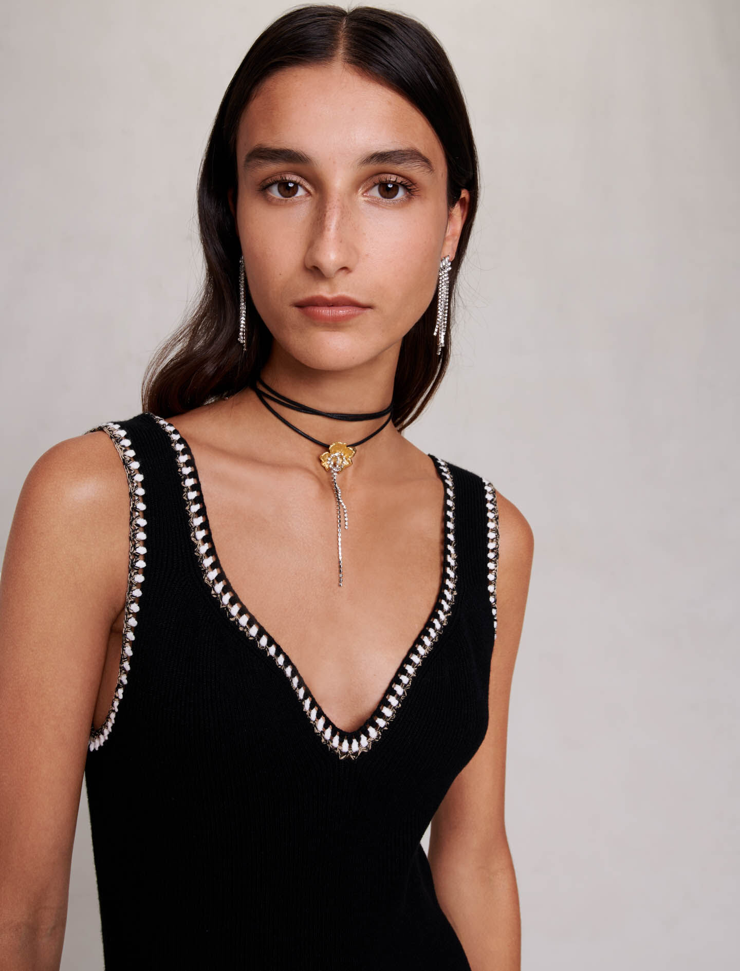 Rochie lungă tricotată - Neagră