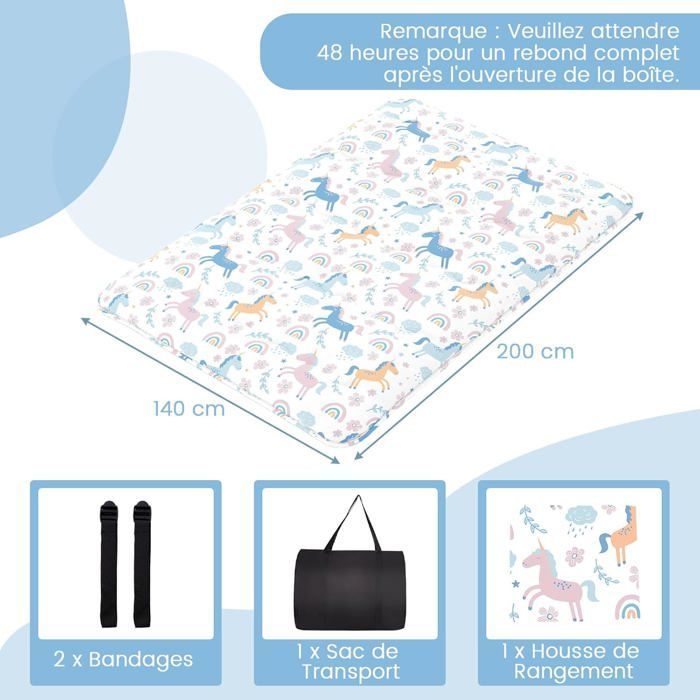 Colchón futón japonés GIANTEX para 2 personas, 140x200 cm - Cama enrollable portátil con bolsa de transporte Unicorn.