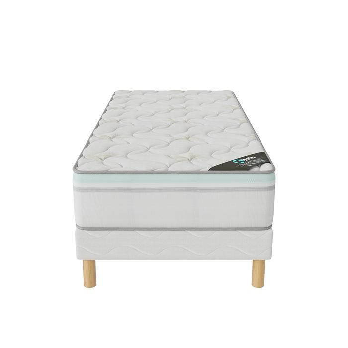 Aloe Vera Bed Base + Mattress Set 90x200 cm | Height 27 cm | Memory Foam | 4 Legs | Back Support | Firm Comfort