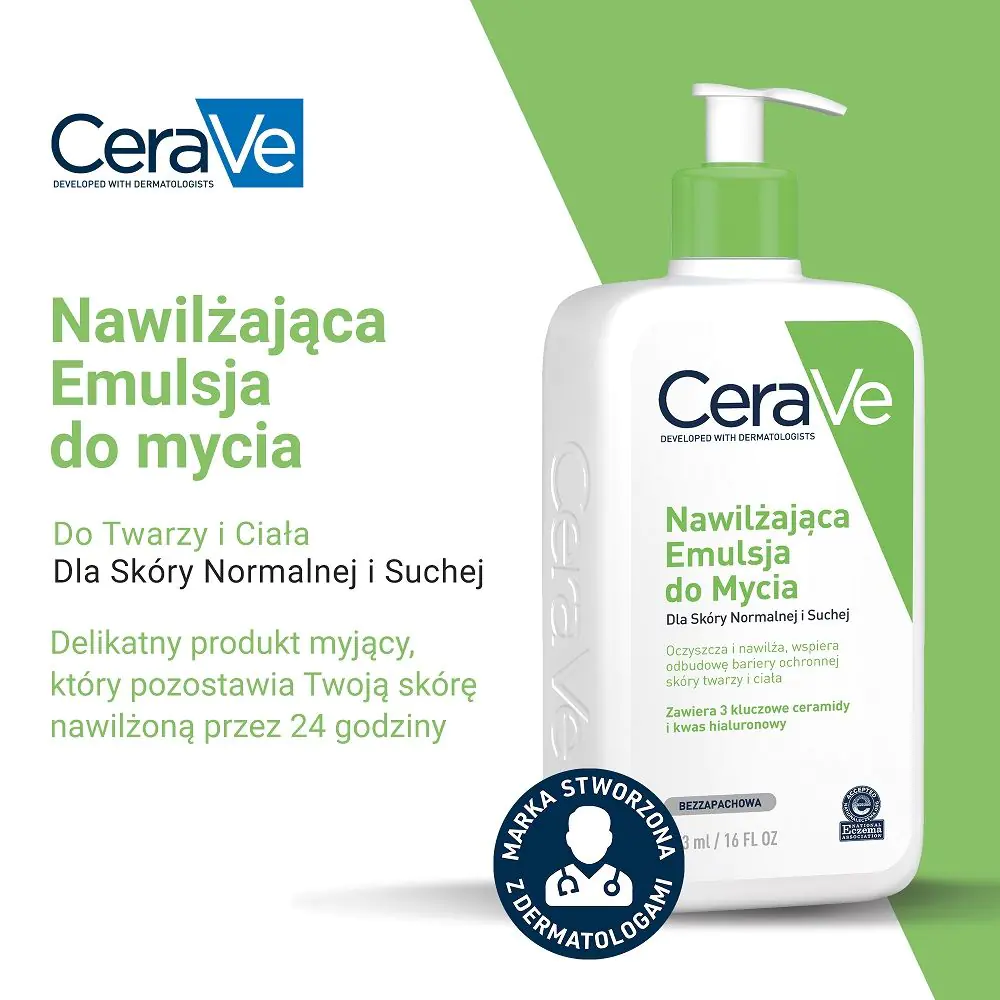 CeraVe Nawilżająca emulsja do mycia skóry suchej i normalnej, 473 ml