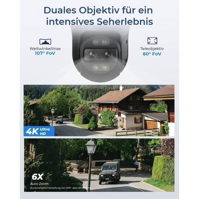 Reolink 8MP 4K PoE Security Camera, Dual View & Dual Tracking, 6X Zoom, Night Vision, Smart Detection, Trackmix