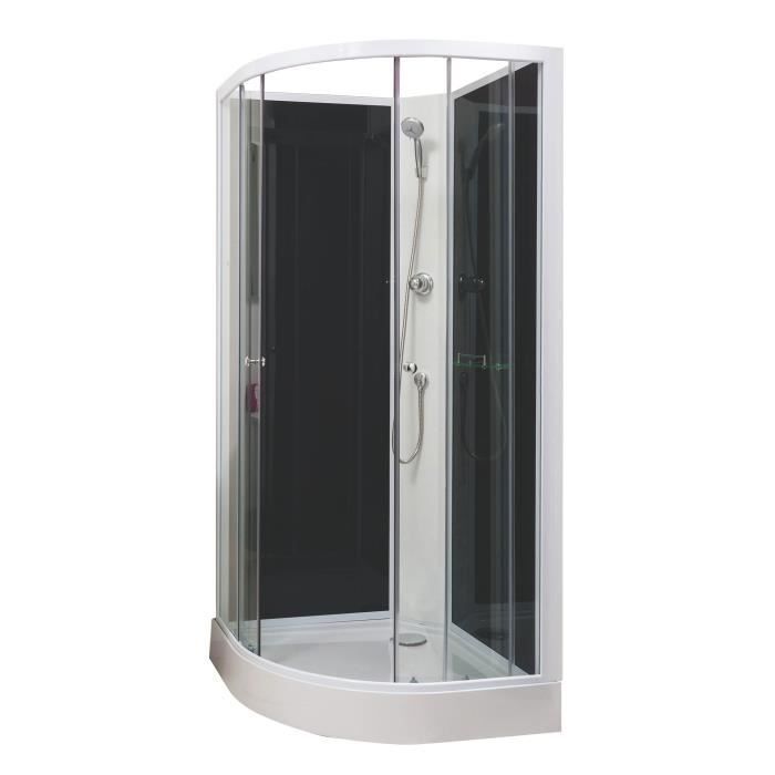 ONDEE - Mampara de ducha GENA - Sin silicona - 1/4C 80cm - Perfiles de aluminio - Blanco - Kit