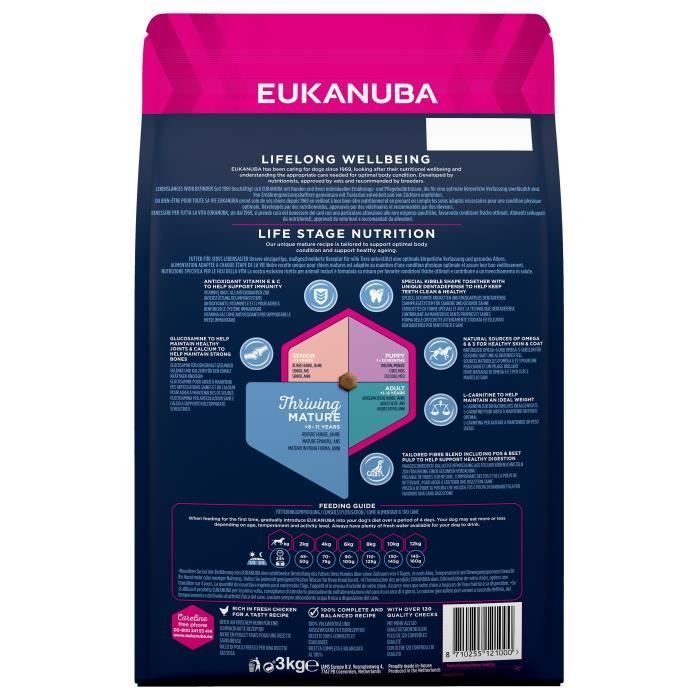 EUKANUBA Chicken Kibble - Small Breed - 3kg - For Senior Dogs