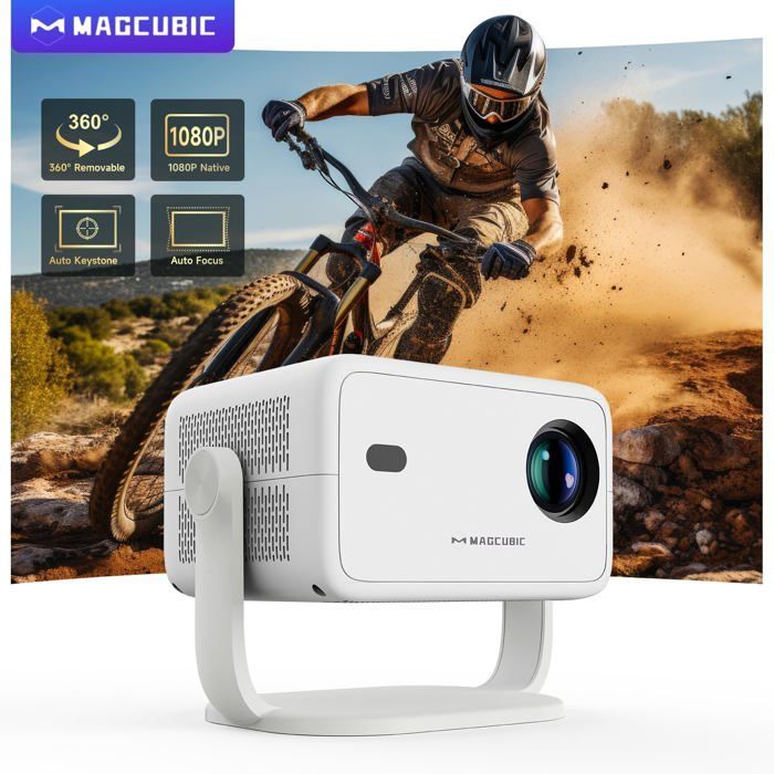 Proyector mini TRAHOO 1080P - Compatible con 4K - Giratorio 180° - WiFi 6 - Bluetooth 5.2