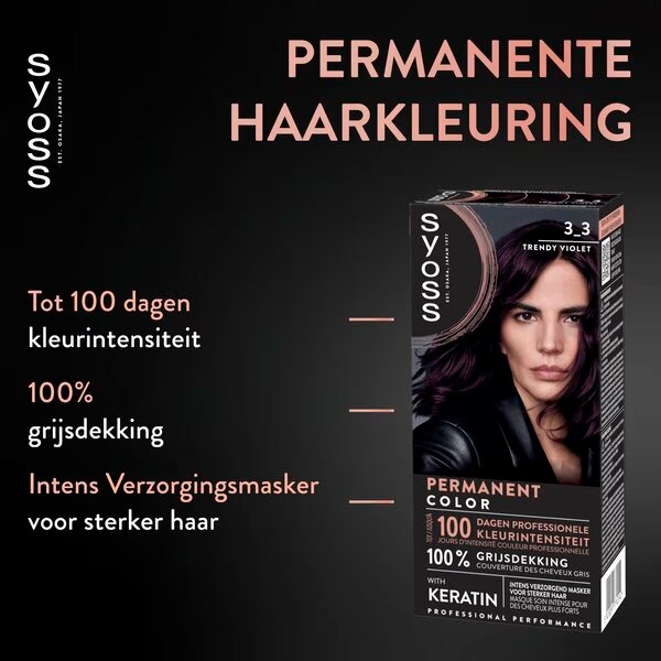 Syoss Professional Performance 3-3 Trendy Violet permanentā matu krāsa