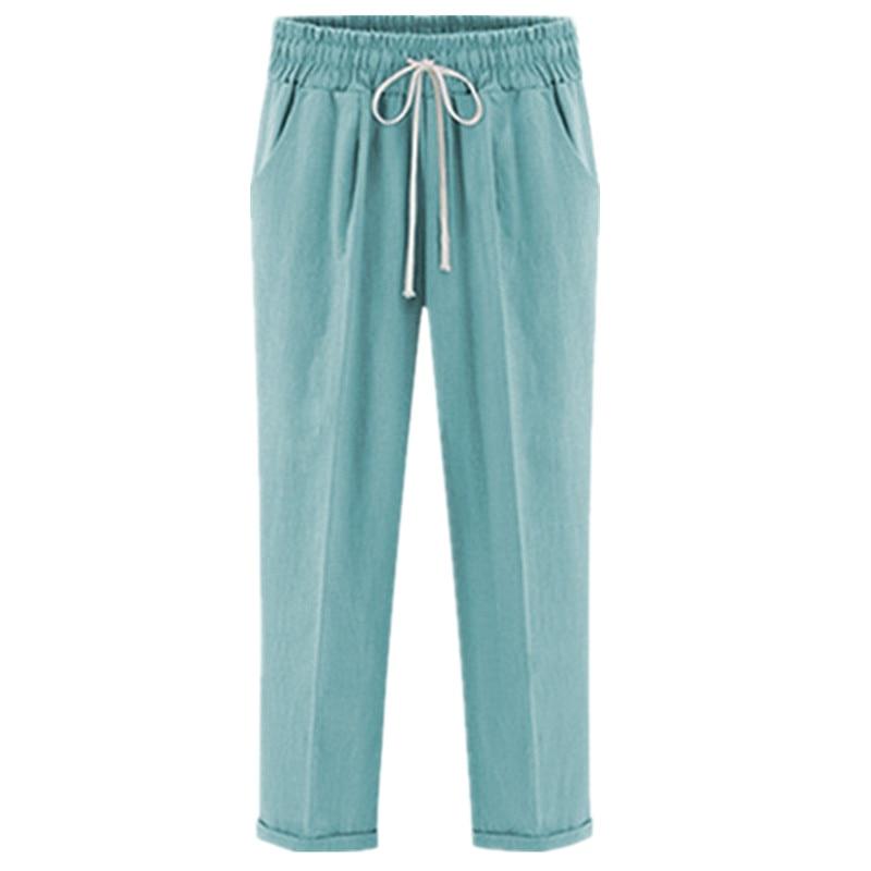 Pantaloni estivi da donna taglie forti 5XL 6XL, larghi, in cotone, modello harem, con elastico in vita e lunghezza alla caviglia.