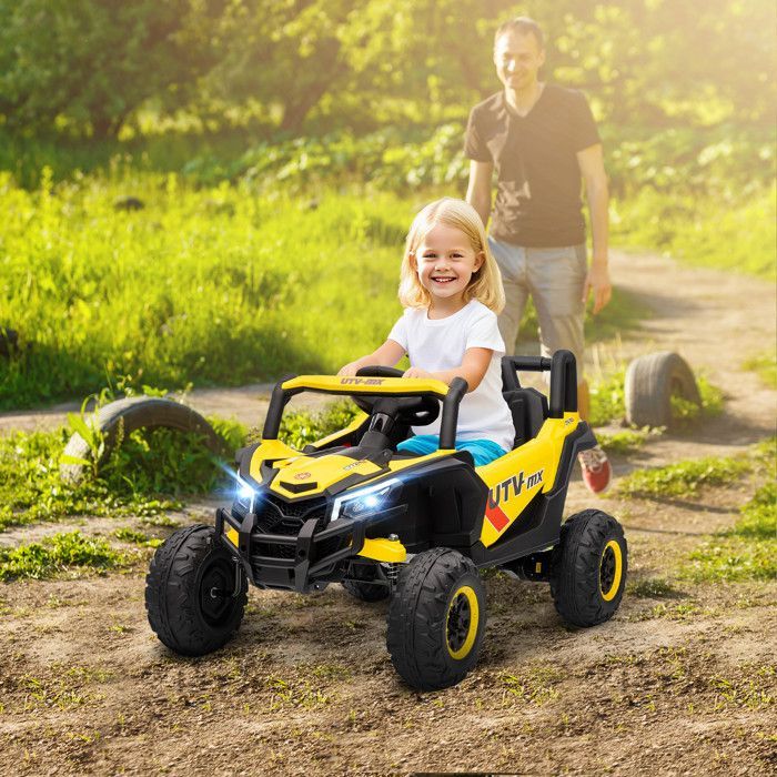 AIYAPLAY Children's Electric UTV Car - Remote Control, LED Lights, Music, USB Port - PP and Metal - 96 x 61 x 56 cm - Yellow