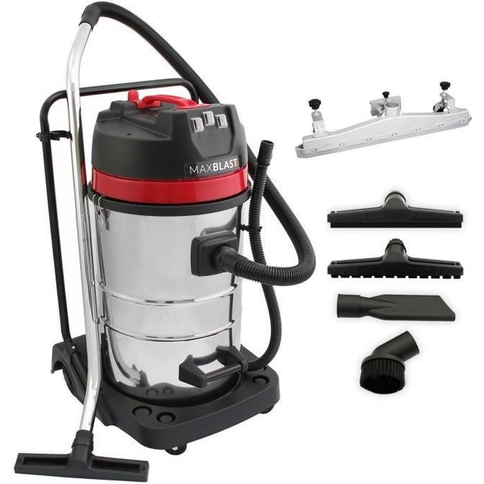 MAXBLAST 80 Litre 3000W Industrial Vacuum Cleaner & Additional Suction Nozzle for Professional Cleaning