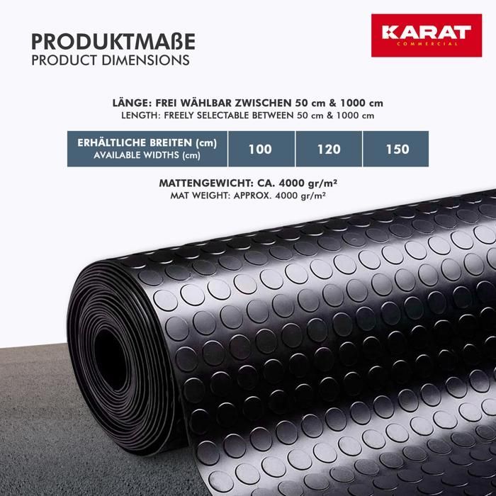 Outdoor rubber mat, textured surface, 3 mm thick, 150 x 200 cm