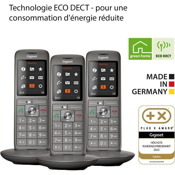 FLEUVE-Vaste Telefoon-CL660A Trio-DECT Telefoon-Antwoordapparaat-3 Handsets-Antracietgrijs