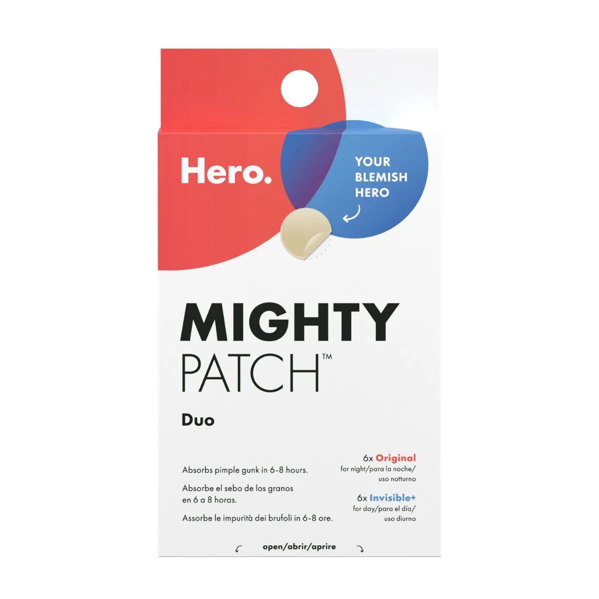 Parches Hero Mighty Patch Duo para el acné, de día y de noche.