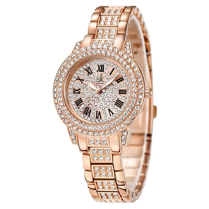 Orologi da donna di lusso firmati 2022, bracciale in oro rosa con diamanti, movimento al quarzo impermeabile, splendido orologio gioiello per donne e ragazze.
