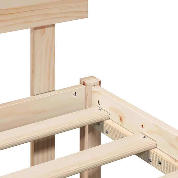 Cama doble CHIC para adultos - Estructura de cama de 200 x 200 cm, color marrón, madera maciza de pino #Sara36281