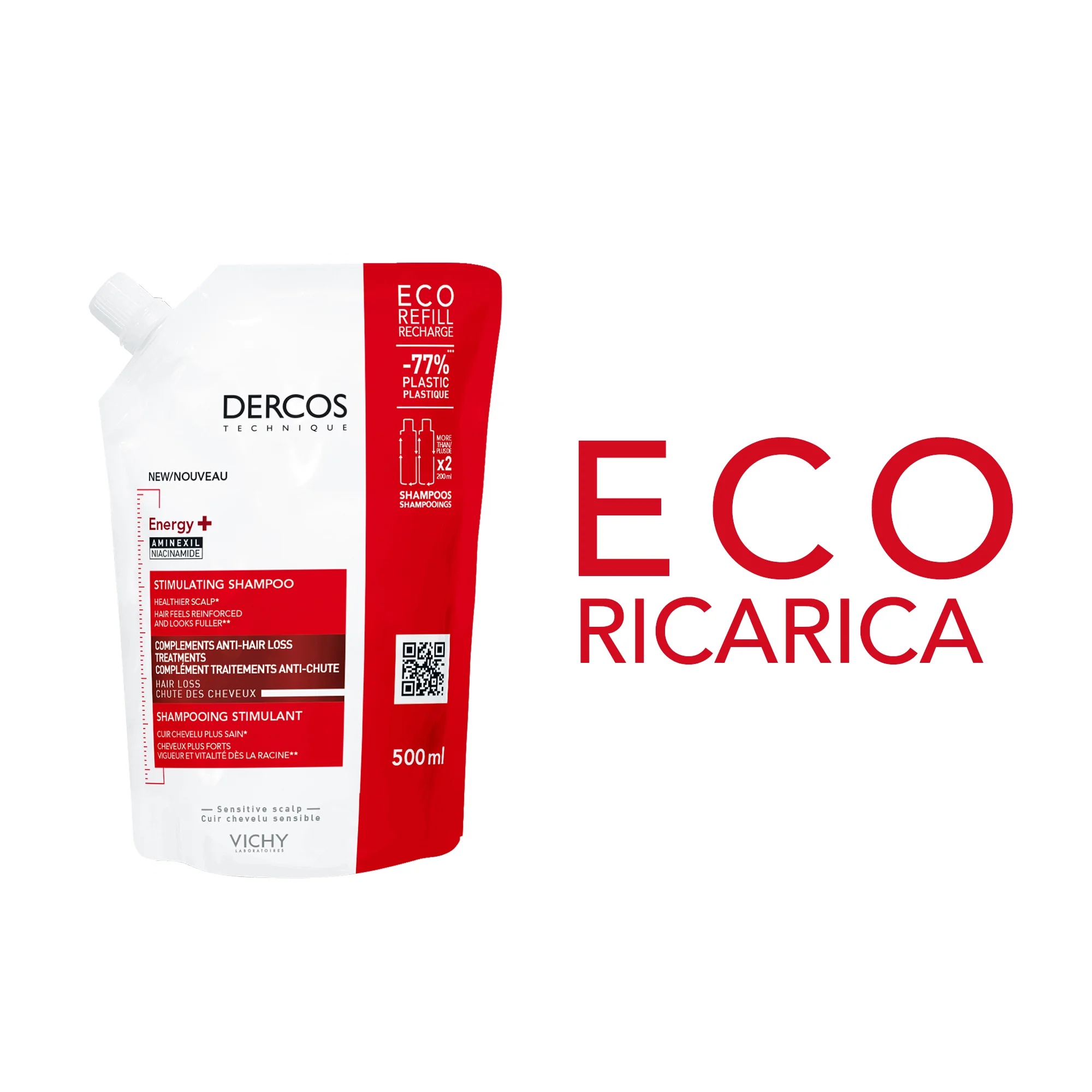 VICHY Vichy Dercos Eco Recharge Energiegevende Shampoo tegen Haaruitval 500 ml