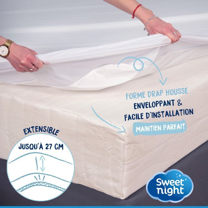 Sweetnight - Protège matelas 140x200 cm | Bouclette en Coton | Alèse Imperméable et Absorbante | Respirant et Silencieux