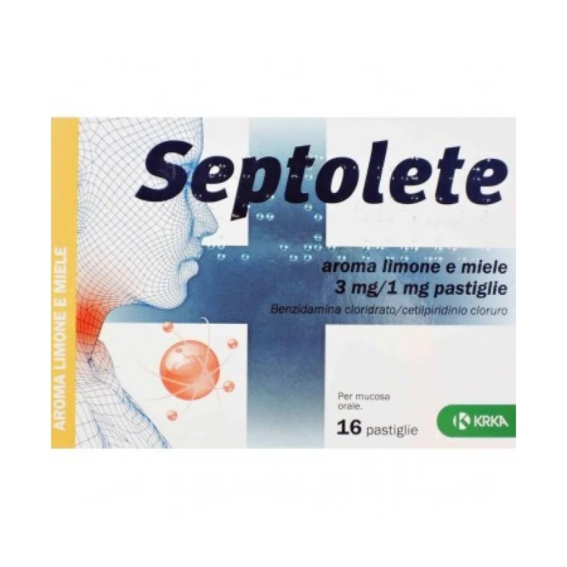 Septolete 3 mg/1 mg Citroen-honing smaak 16 tabletten Gingivitis, faryngitis en laryngitis