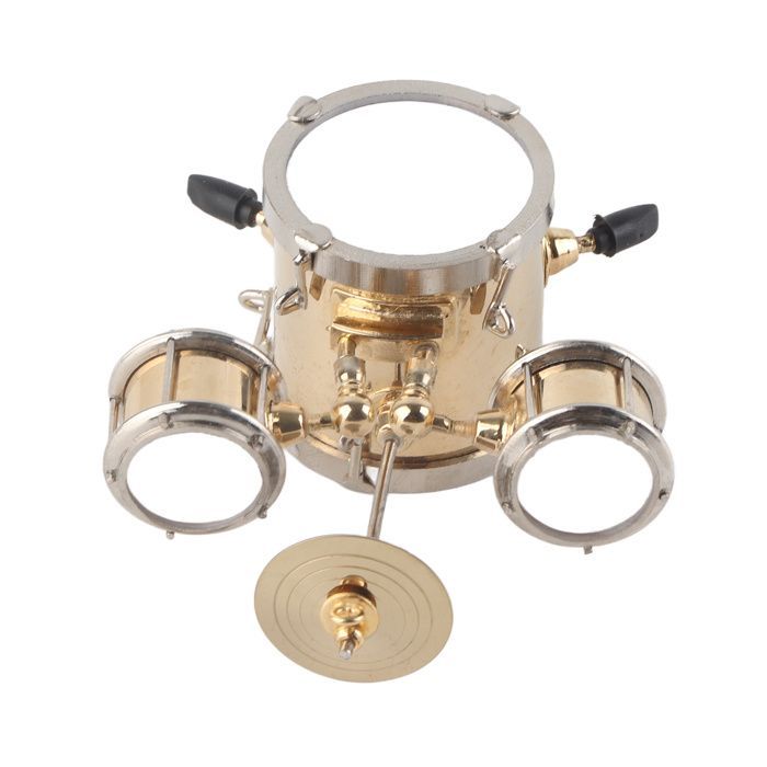 Set di miniature in ottone, ornamenti realistici di strumenti musicali con scatola - per batteristi e musicisti - regali