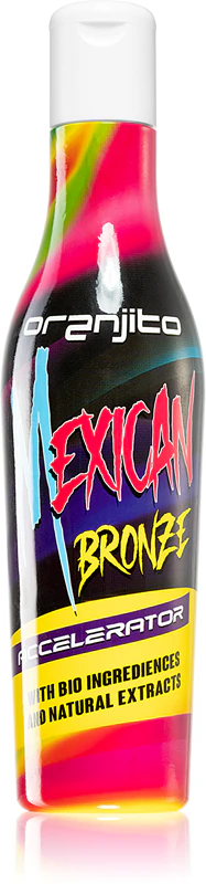 Oranjito Mexican Bronze Accelerator bruiningsmelk voor gebruik in de zonnebank met bio-componenten en bruiningsversneller.
