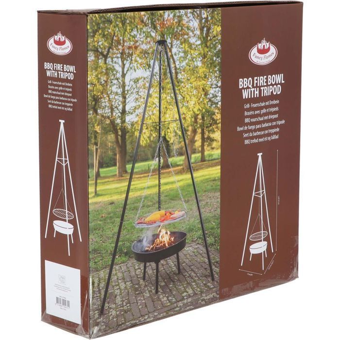 Barbecue - BRAND - Braséro grille avec trépied - Noir - Fer - Chauffage extérieur
