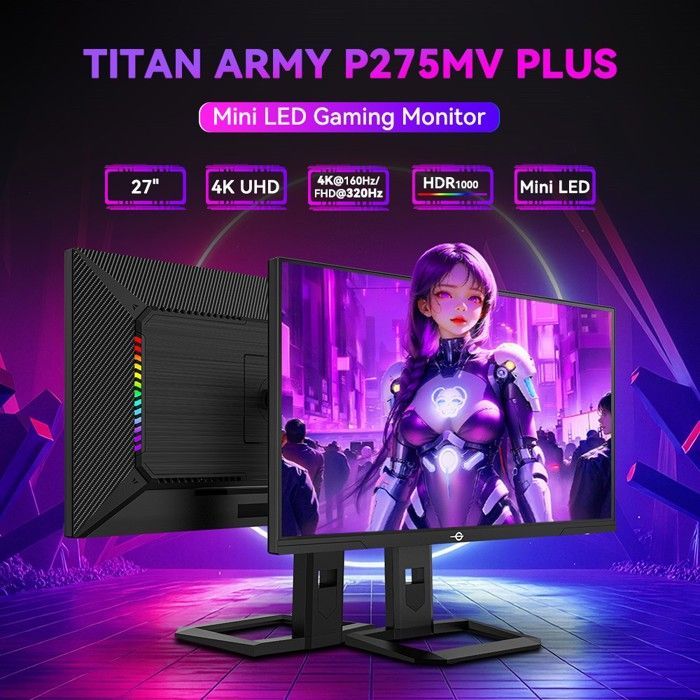 TITAN ARMY P275MV PLUS plat scherm 16:9 snelle IPS UHD 160Hz Dual Mode FHD 320H 1152 Mini LED gamingmonitor