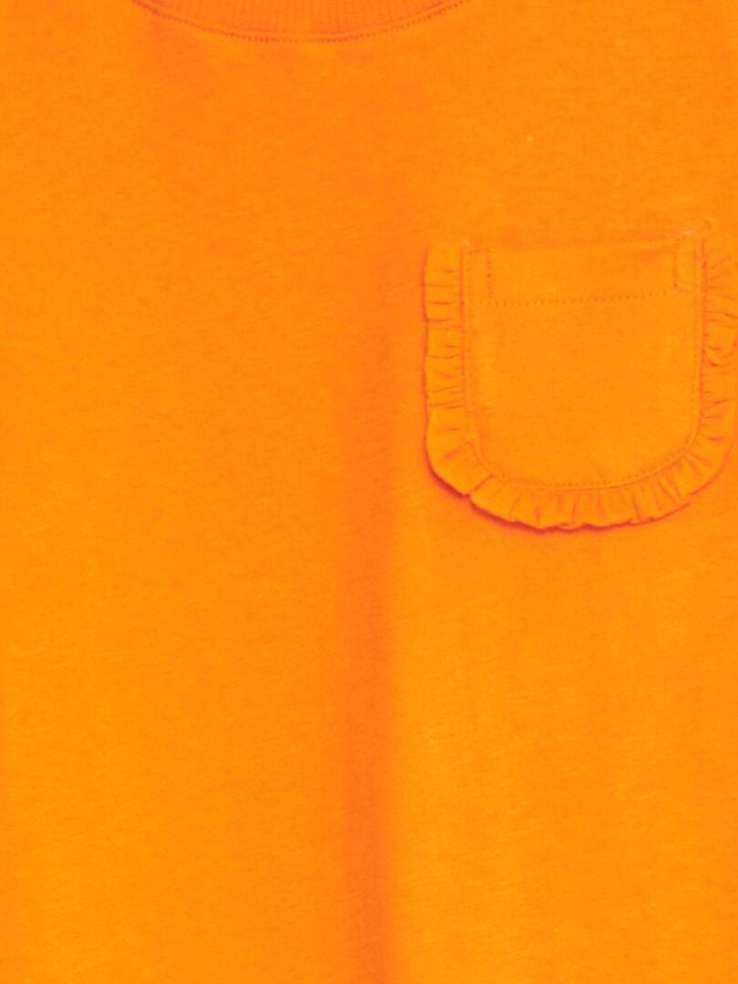 Effen T-shirt met zakje - ORANJE