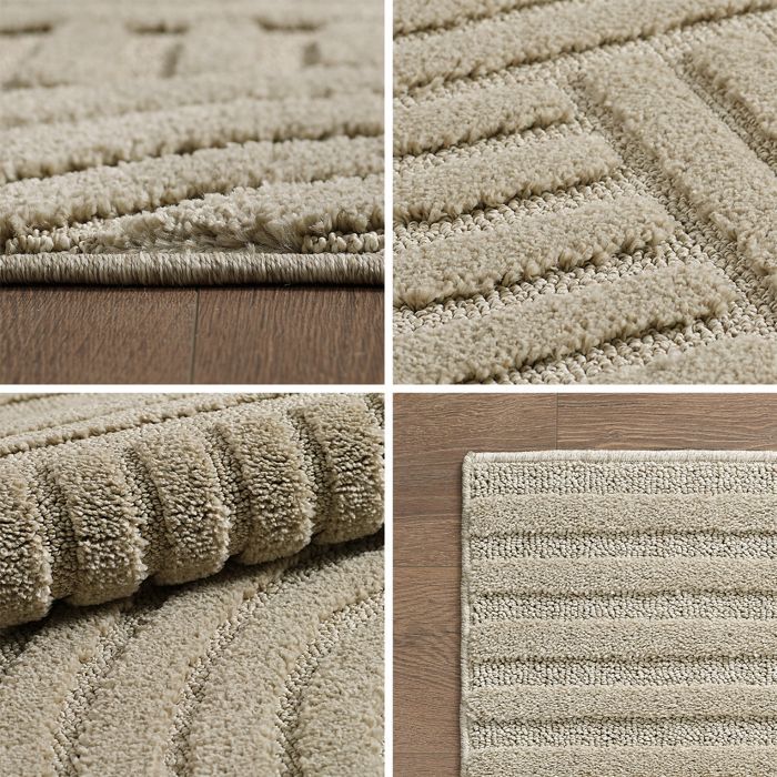 Teppium Tapis de Salon et Chambre à Poils Bouclés Beige 60 x 110 cm style bohème scandinave tapis décoratif