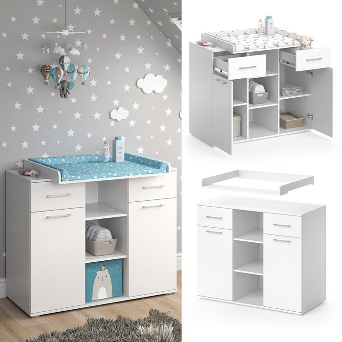 Cômoda Leonie para troca de fraldas, 113x109cm, branca, Vicco 35031