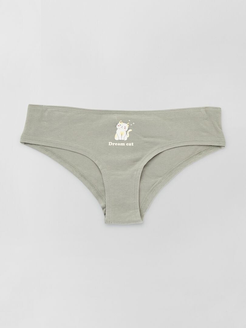 Komplet 3 spodni typu kuloty z wzorzystymi nadrukami - KHAKI