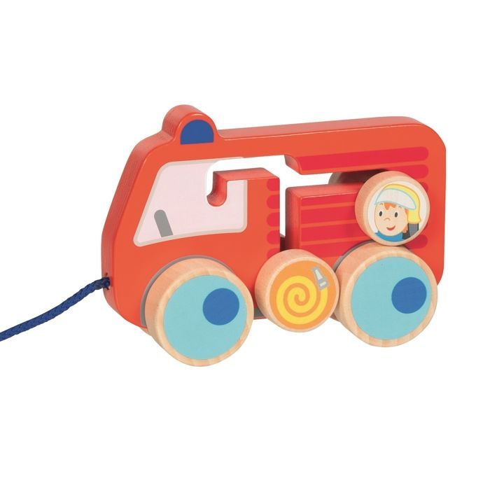 Veicolo trainabile - Goki - Camion dei pompieri - Legno - 12 mesi - Per interni
