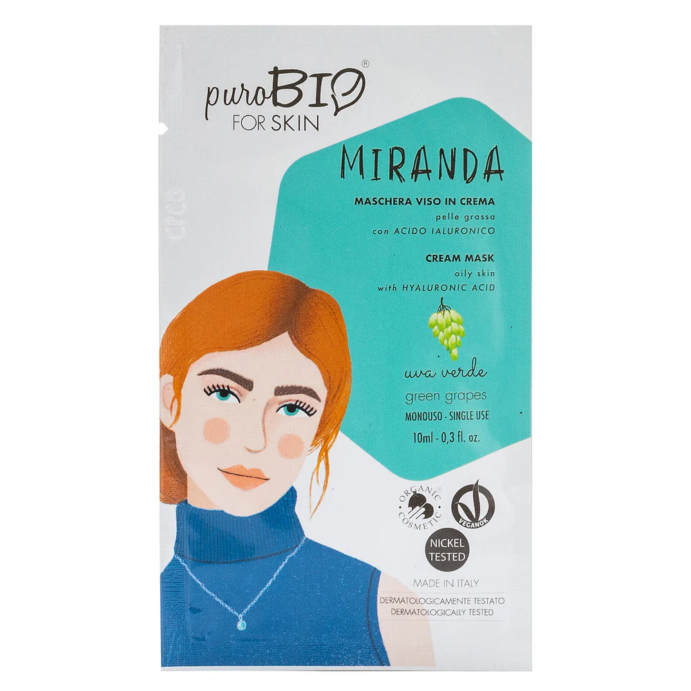 Viso MIRANDA Maschera Viso In Crema - Pelle Grassa - UVA VERDE - Maschera Purificante viso
