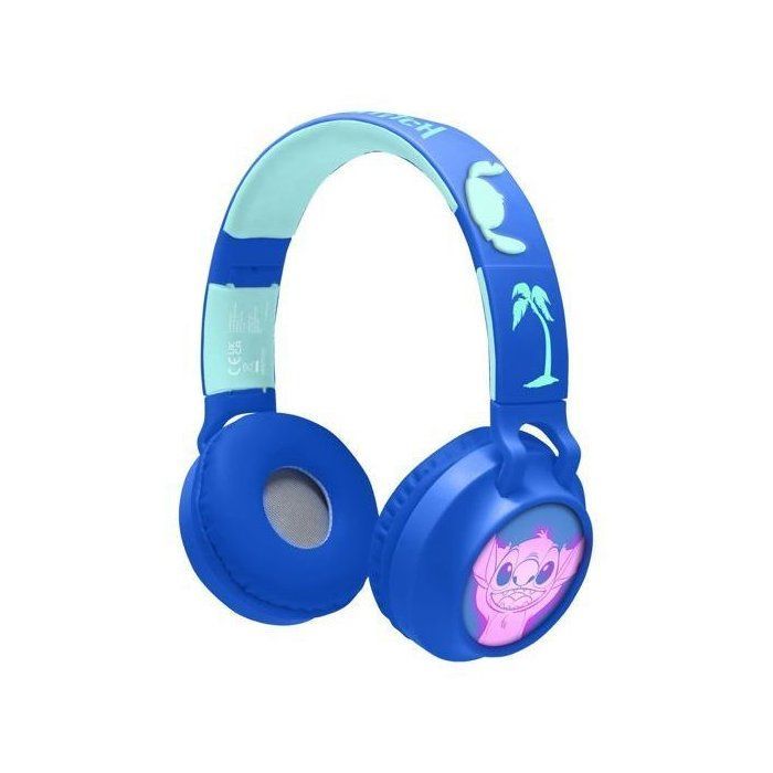 LEXIBOOK - Light-Up Bluetooth® Headphones - 3D Design - Foldable and Adjustable - Disney Stitch
